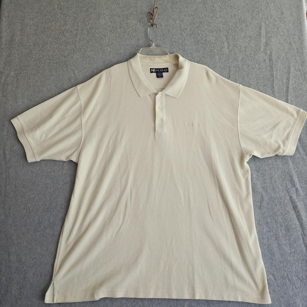 Big Dogs Polo Shirt Mens 2XL White Pique Cotton Casual Short Sleeve Knit Logo